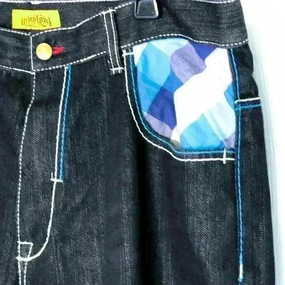 Urban Label Jeans mens 38x34 high rise Y2K Hip Hop Skater black flaw - Picture 3 of 15
